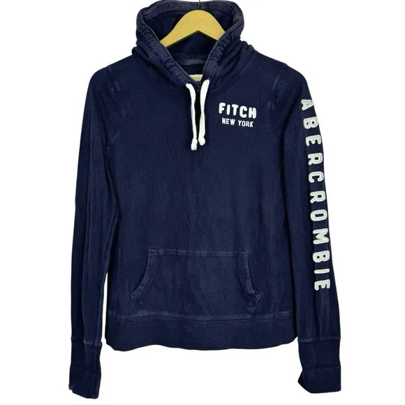 Vintage Y2K Abercrombie Large Hoodie Pullover Spell Out Logo Pockets - Picture 1 of 8